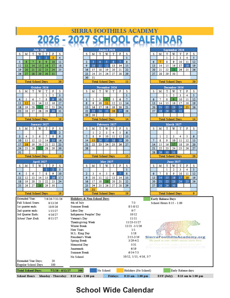 2026-2027 School Calendar